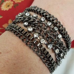 Chain and Crystal Wide Cuff Bracelet by Torrid